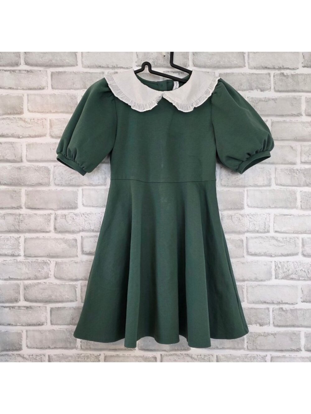 Janie and Jack White Ruffle Collar Ponte Dress Pine Green Girls 4 Classic Party